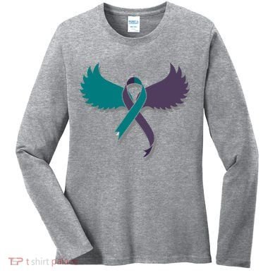 Suicide Prevention Angle Wings Awareness Ribbon Women's Long Sleeve Shirt