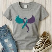 Suicide Prevention Angle Wings Awareness Ribbon Women's T-Shirt thumb 3