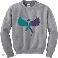 Suicide Prevention Angle Wings Awareness Ribbon Kids Sweatshirt thumb 0