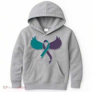 Suicide Prevention Angle Wings Awareness Ribbon Kids Hoodie