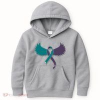 Suicide Prevention Angle Wings Awareness Ribbon Kids Hoodie thumb 0