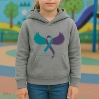 Suicide Prevention Angle Wings Awareness Ribbon Kids Hoodie thumb 3