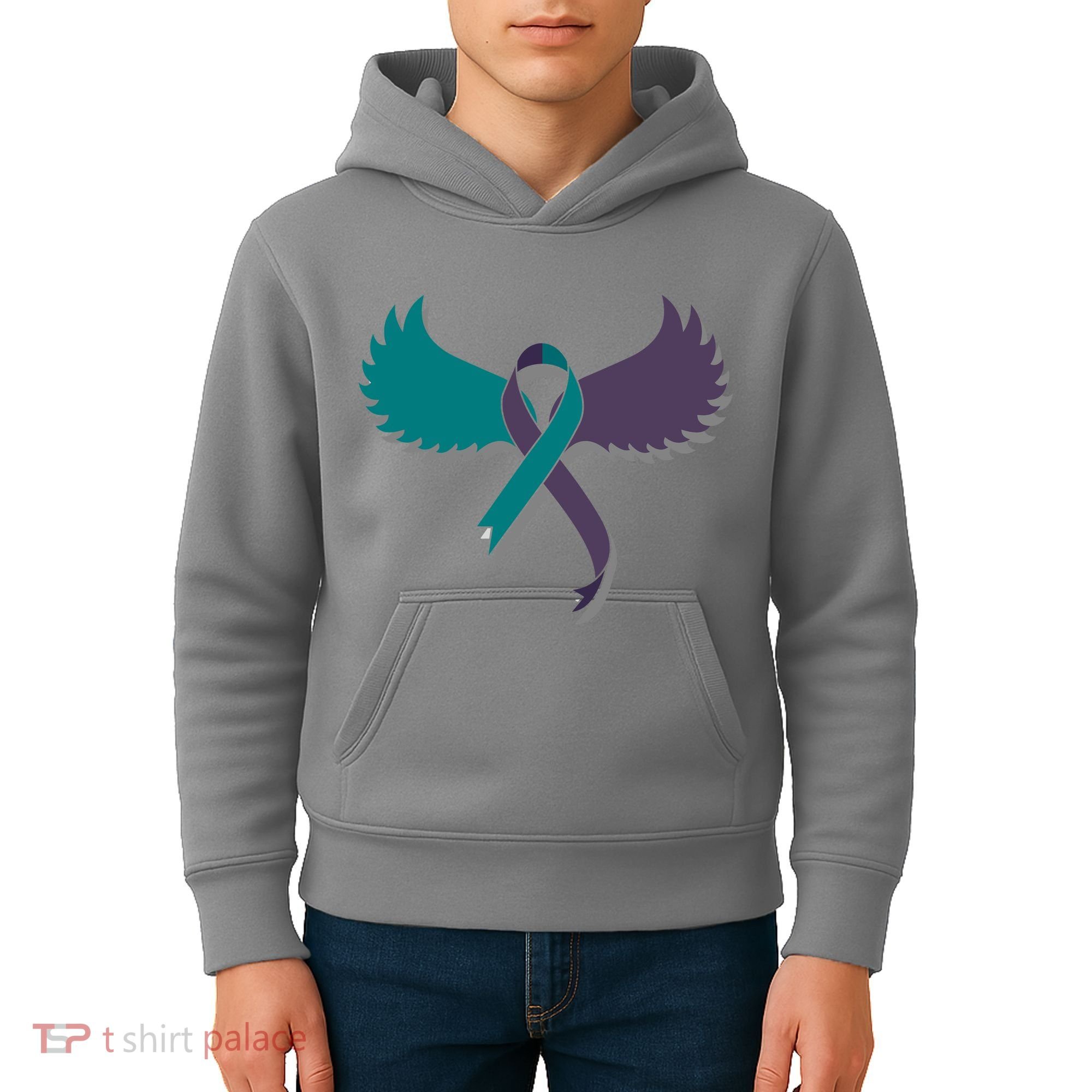 Suicide Prevention Angle Wings Awareness Ribbon Kids Hoodie
