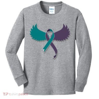 Suicide Prevention Angle Wings Awareness Ribbon Kids Long Sleeve Shirt