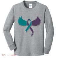 Suicide Prevention Angle Wings Awareness Ribbon Kids Long Sleeve Shirt thumb 0
