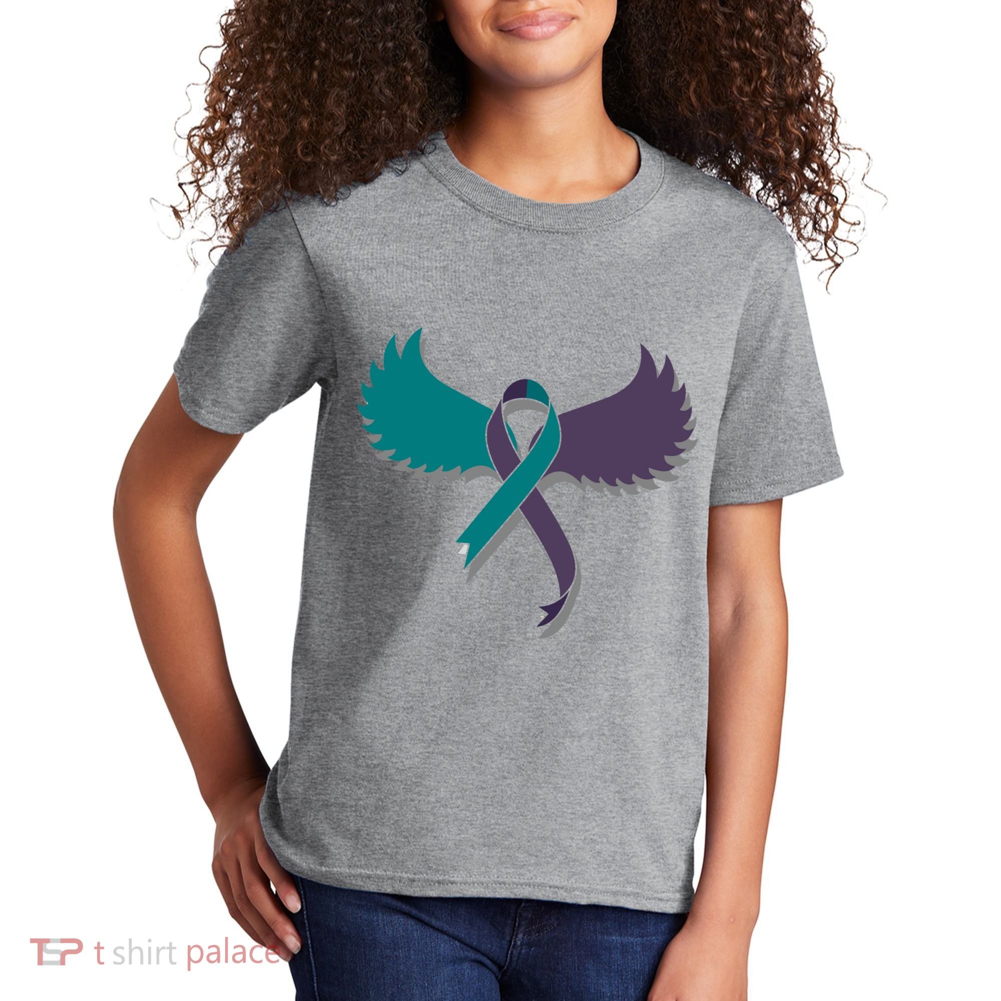 Suicide Prevention Angle Wings Awareness Ribbon Kids T-Shirt