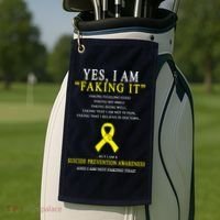 Suicide Prevention Faking It Quote Golf Towel thumb 2
