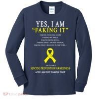 Suicide Prevention Faking It Quote Kids Long Sleeve Shirt thumb 0