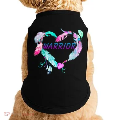 Suicide Prevention Warrior Feather Heart Support Doggie Tank