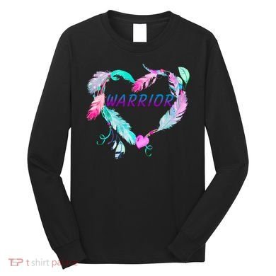 Suicide Prevention Warrior Feather Heart Support Long Sleeve Shirt