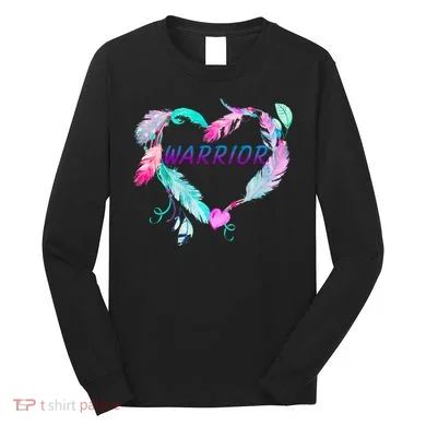 Suicide Prevention Warrior Feather Heart Support Long Sleeve Shirt