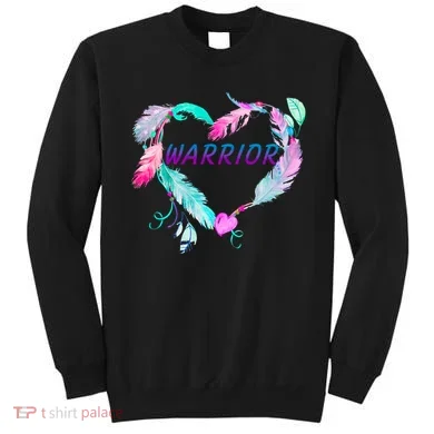 Suicide Prevention Warrior Feather Heart Support Sweatshirt