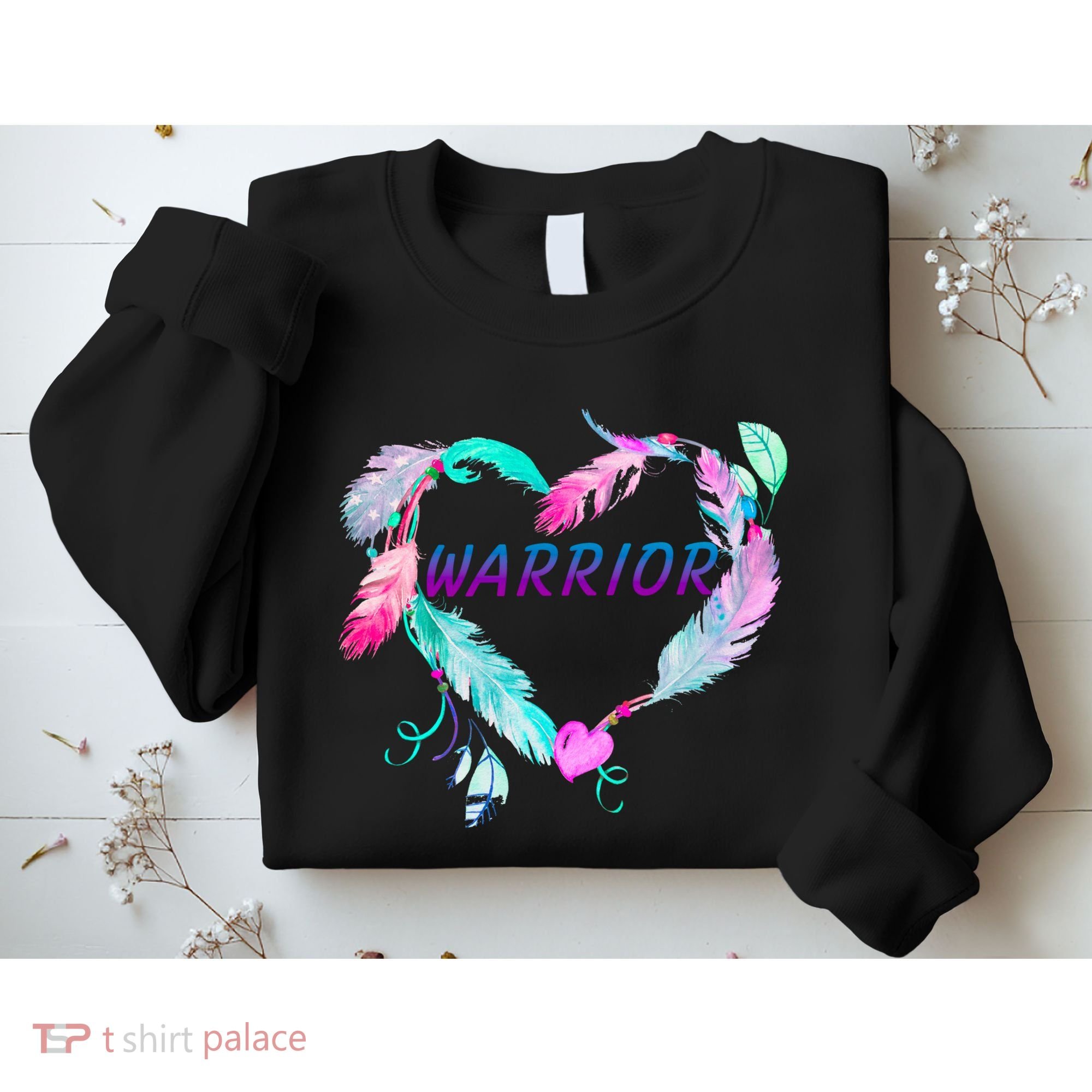 Suicide Prevention Warrior Feather Heart Support Sweatshirt