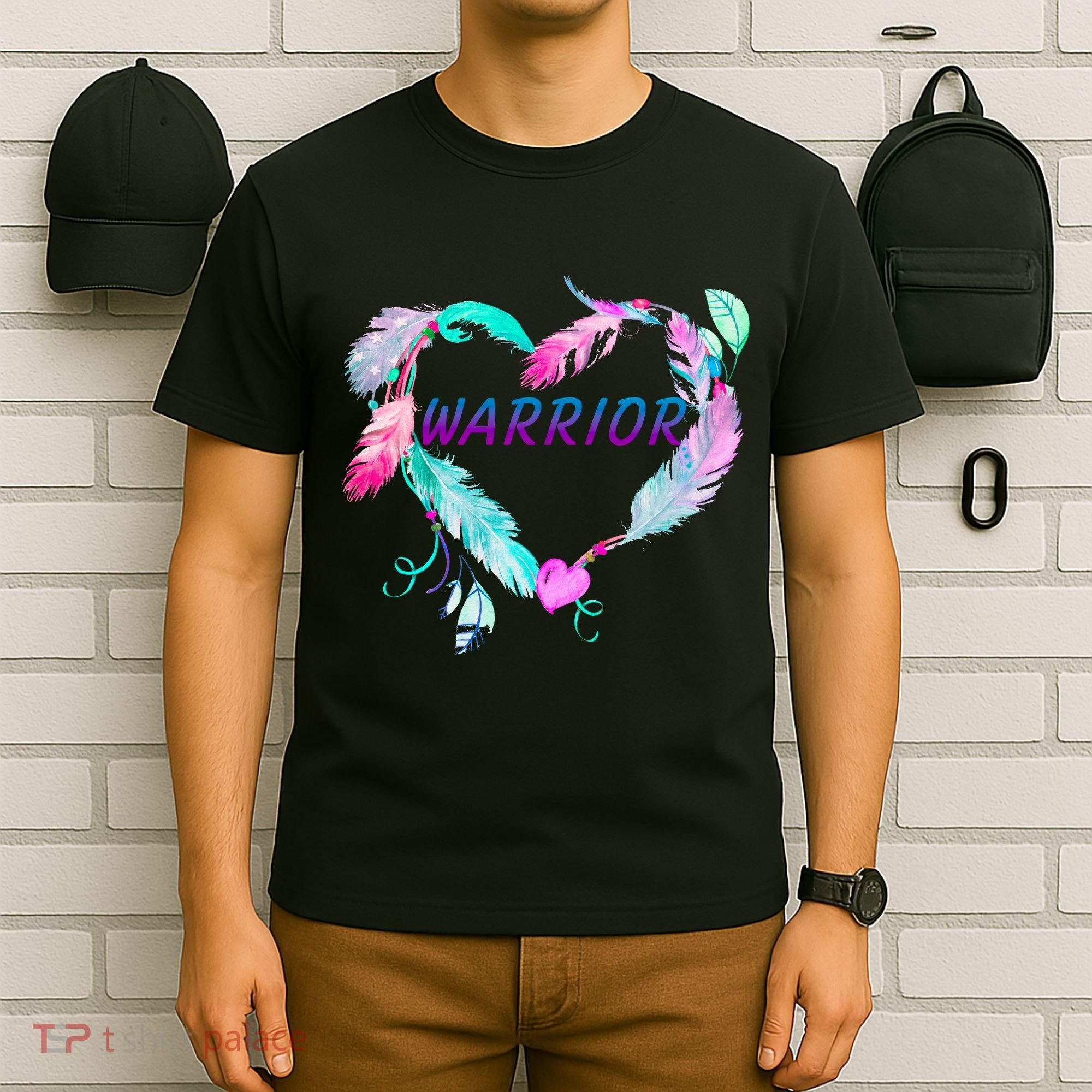 Suicide Prevention Warrior Feather Heart Support T-Shirt