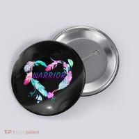 Suicide Prevention Warrior Feather Heart Support Button thumb 0