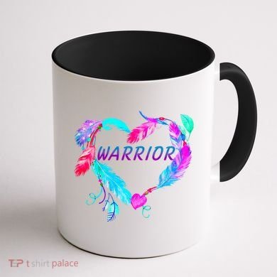 Suicide Prevention Warrior Feather Heart Support Coffee Mug back