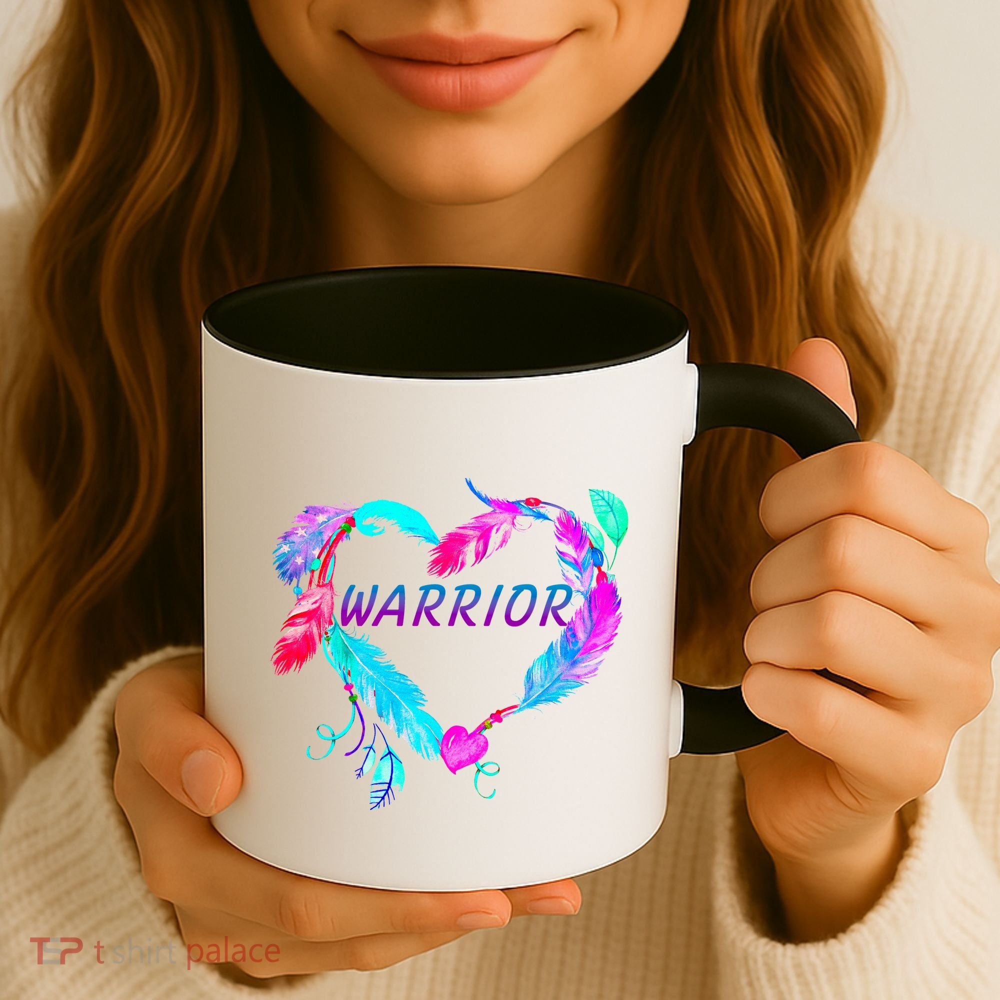 Suicide Prevention Warrior Feather Heart Support Coffee Mug