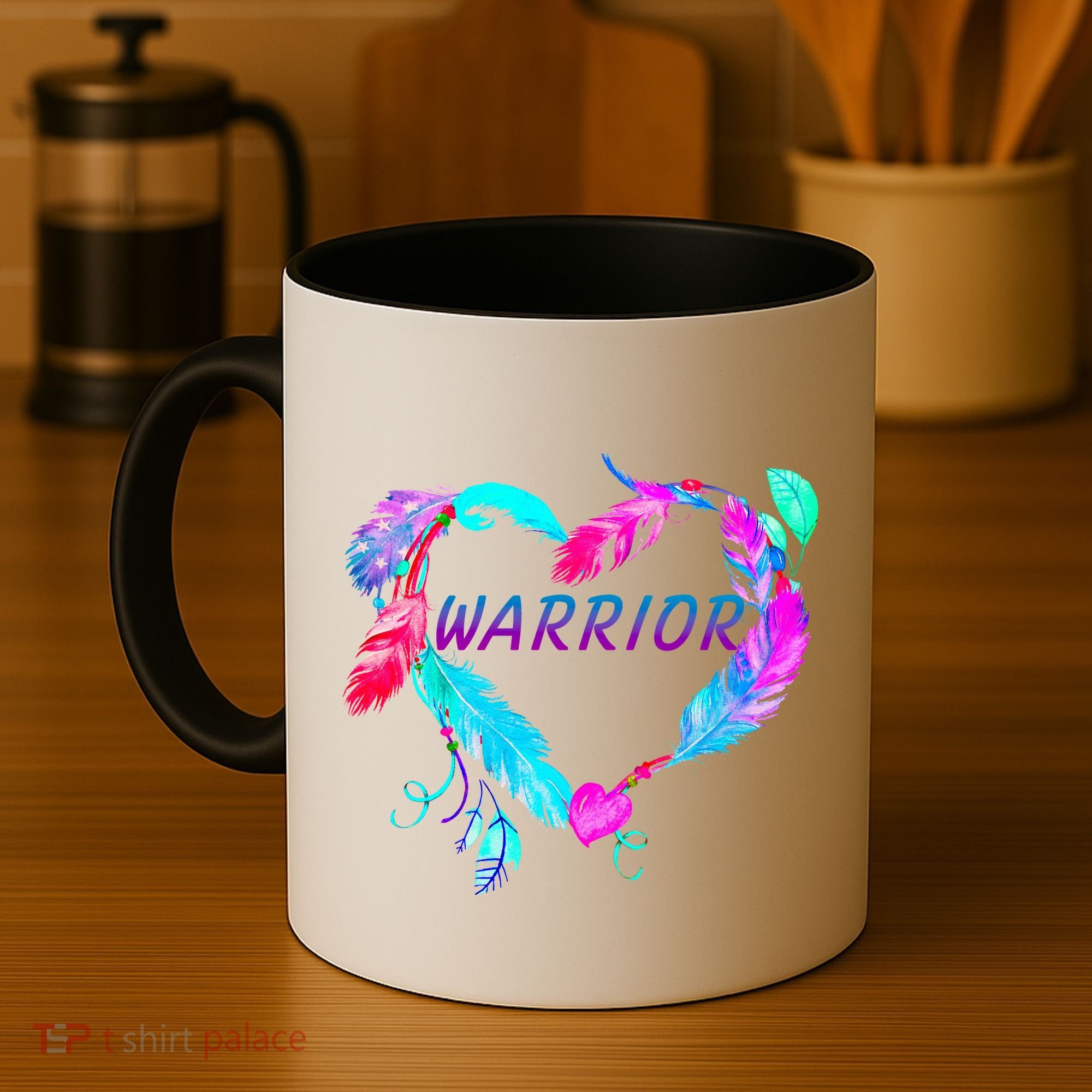 Suicide Prevention Warrior Feather Heart Support Coffee Mug
