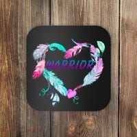 Suicide Prevention Warrior Feather Heart Support Coaster thumb 0