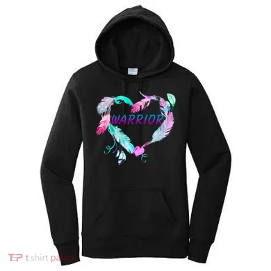 Suicide Prevention Warrior Feather Heart Support Women's Hoodie