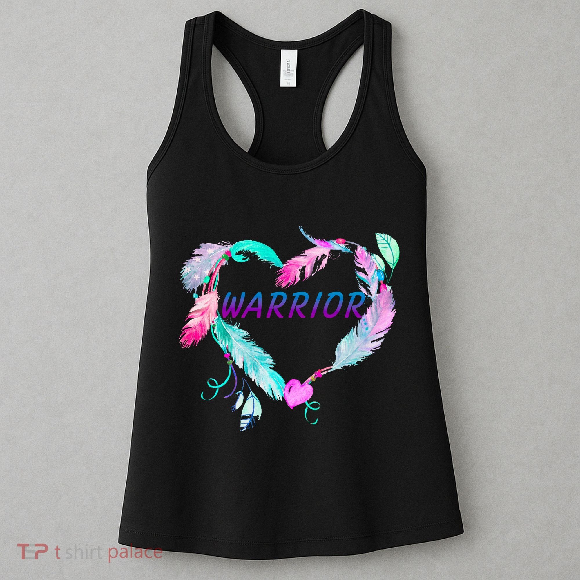 Suicide Prevention Warrior Feather Heart Support Women's Tank Top