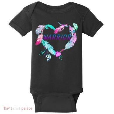 Suicide Prevention Warrior Feather Heart Support Baby Bodysuit
