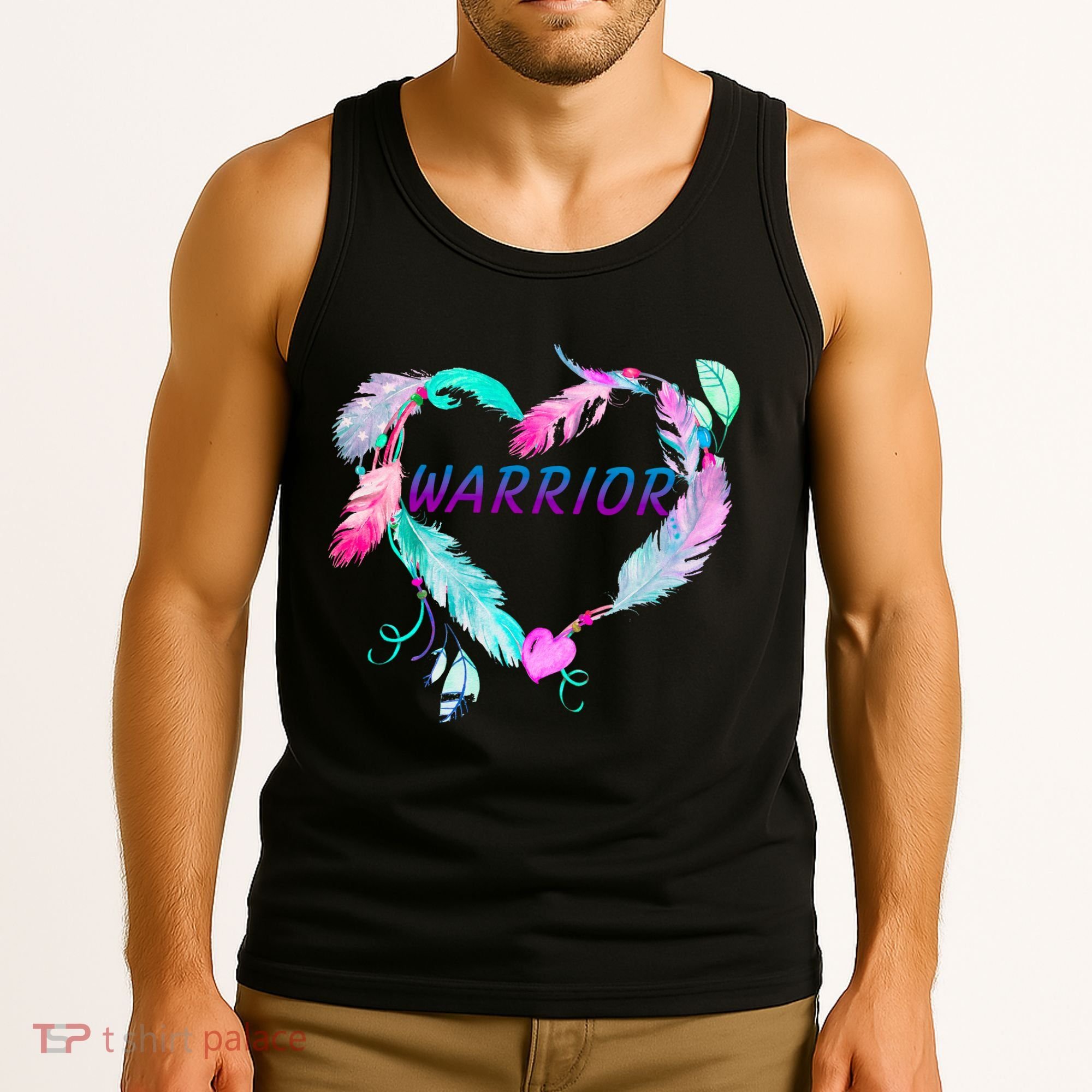 Suicide Prevention Warrior Feather Heart Support Tank Top