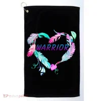 Suicide Prevention Warrior Feather Heart Support Golf Towel thumb 0