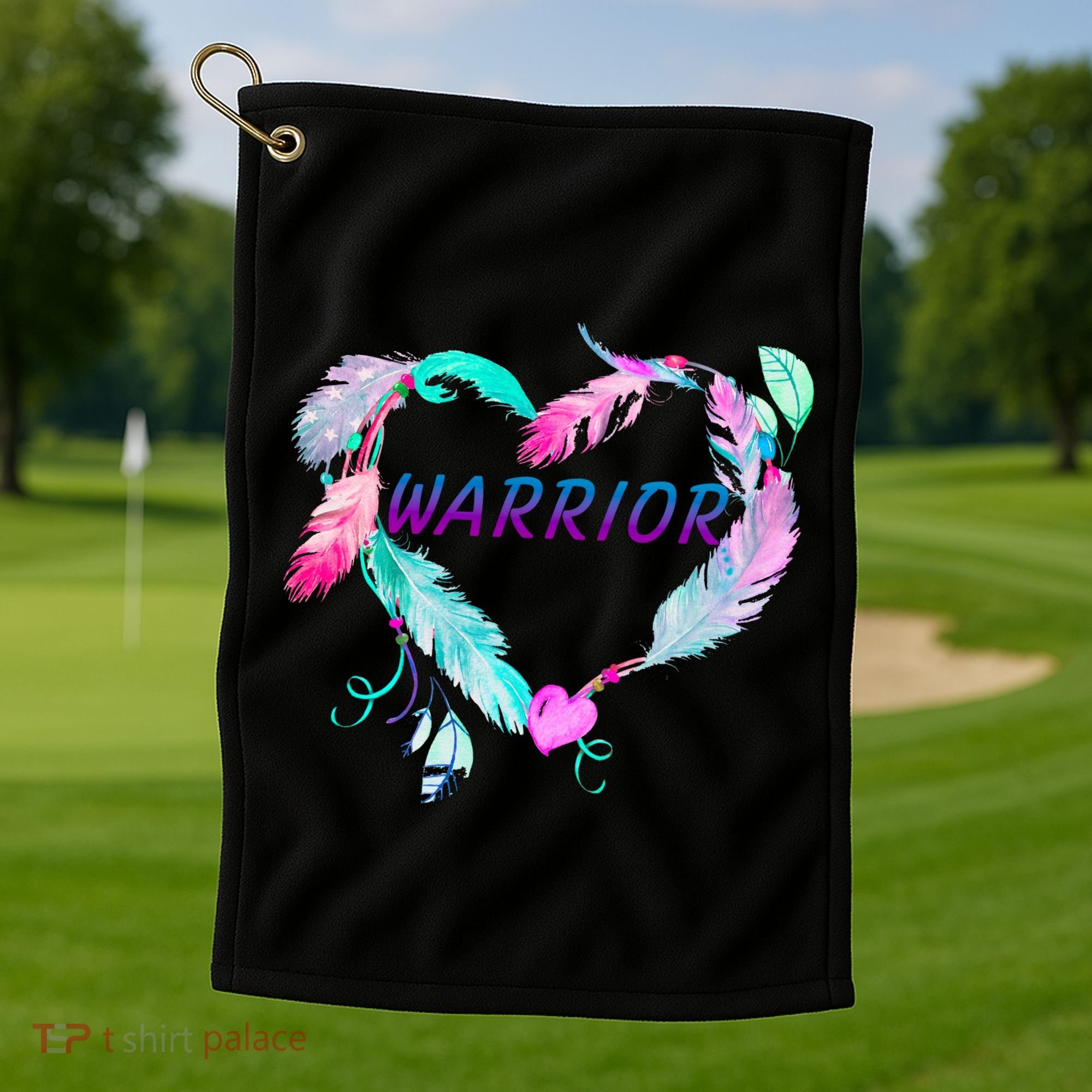 Suicide Prevention Warrior Feather Heart Support Golf Towel