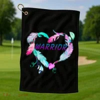 Suicide Prevention Warrior Feather Heart Support Golf Towel thumb 1