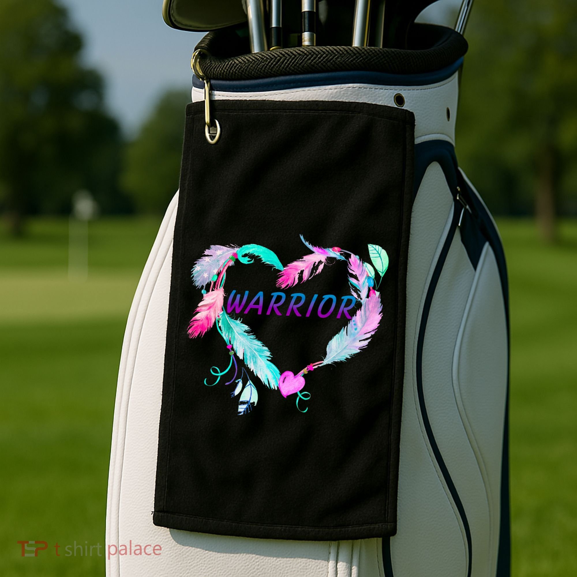 Suicide Prevention Warrior Feather Heart Support Golf Towel