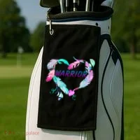 Suicide Prevention Warrior Feather Heart Support Golf Towel thumb 2