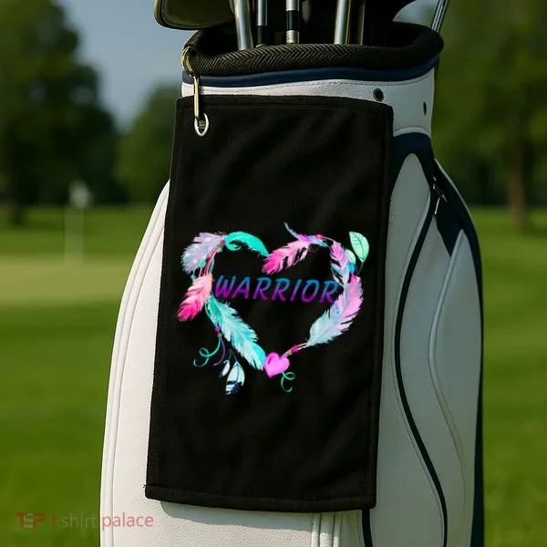 Suicide Prevention Warrior Feather Heart Support Golf Towel