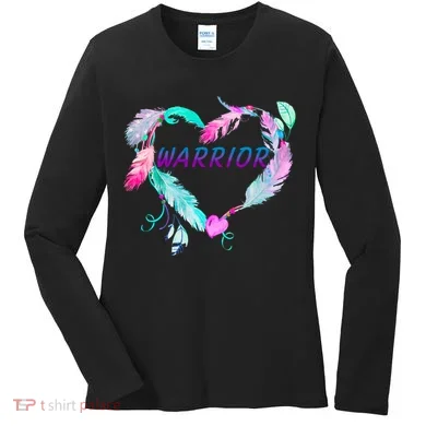 Suicide Prevention Warrior Feather Heart Support Women's Long Sleeve Shirt