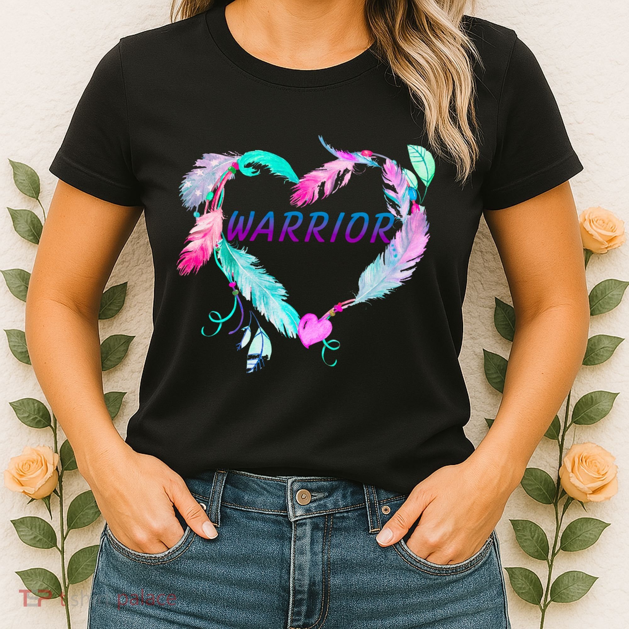 Suicide Prevention Warrior Feather Heart Support Women's T-Shirt