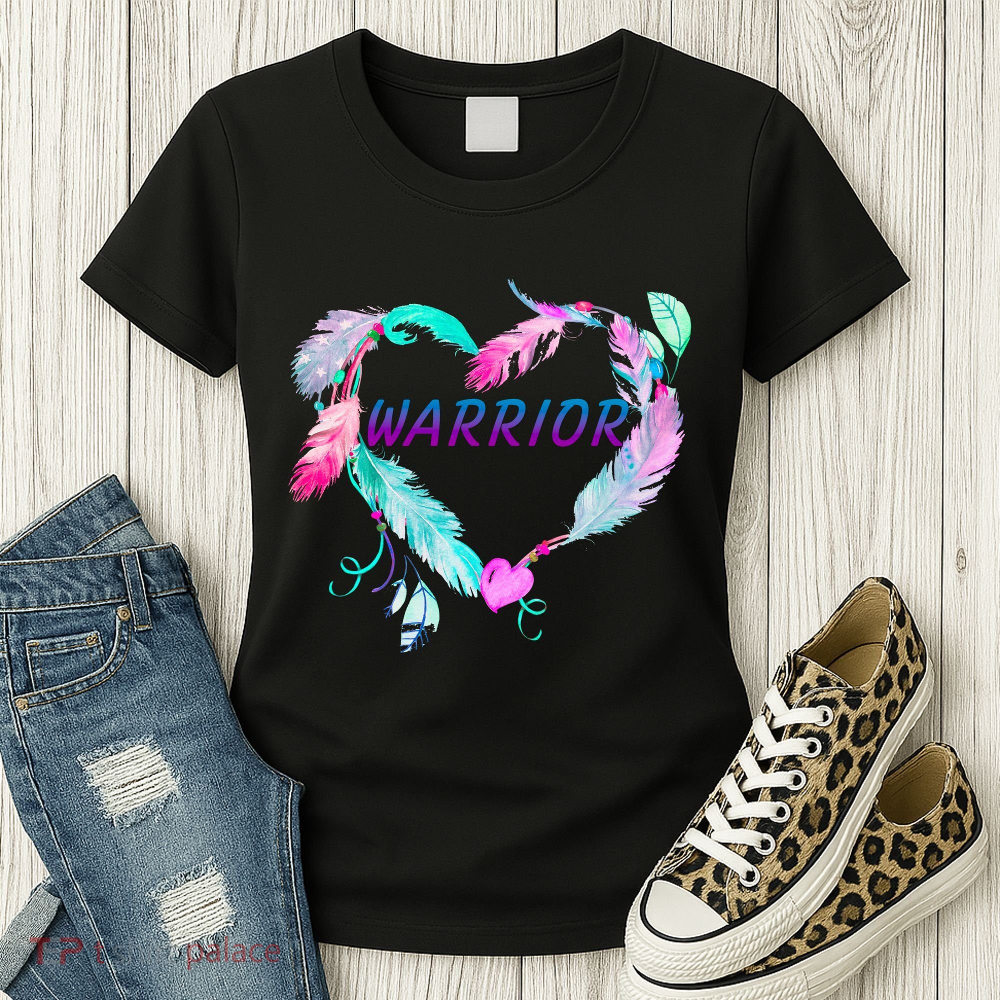Suicide Prevention Warrior Feather Heart Support Women's T-Shirt
