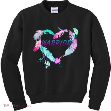 Suicide Prevention Warrior Feather Heart Support Kids Sweatshirt