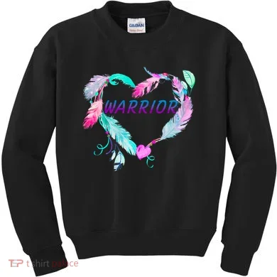 Suicide Prevention Warrior Feather Heart Support Kids Sweatshirt