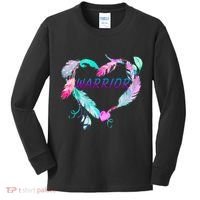 Suicide Prevention Warrior Feather Heart Support Kids Long Sleeve Shirt thumb 0