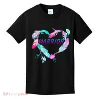 Suicide Prevention Warrior Feather Heart Support Kids T-Shirt thumb 0