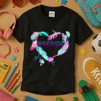 Suicide Prevention Warrior Feather Heart Support Kids T-Shirt thumb 3