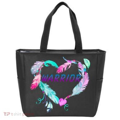 Suicide Prevention Warrior Feather Heart Support Tote Bag