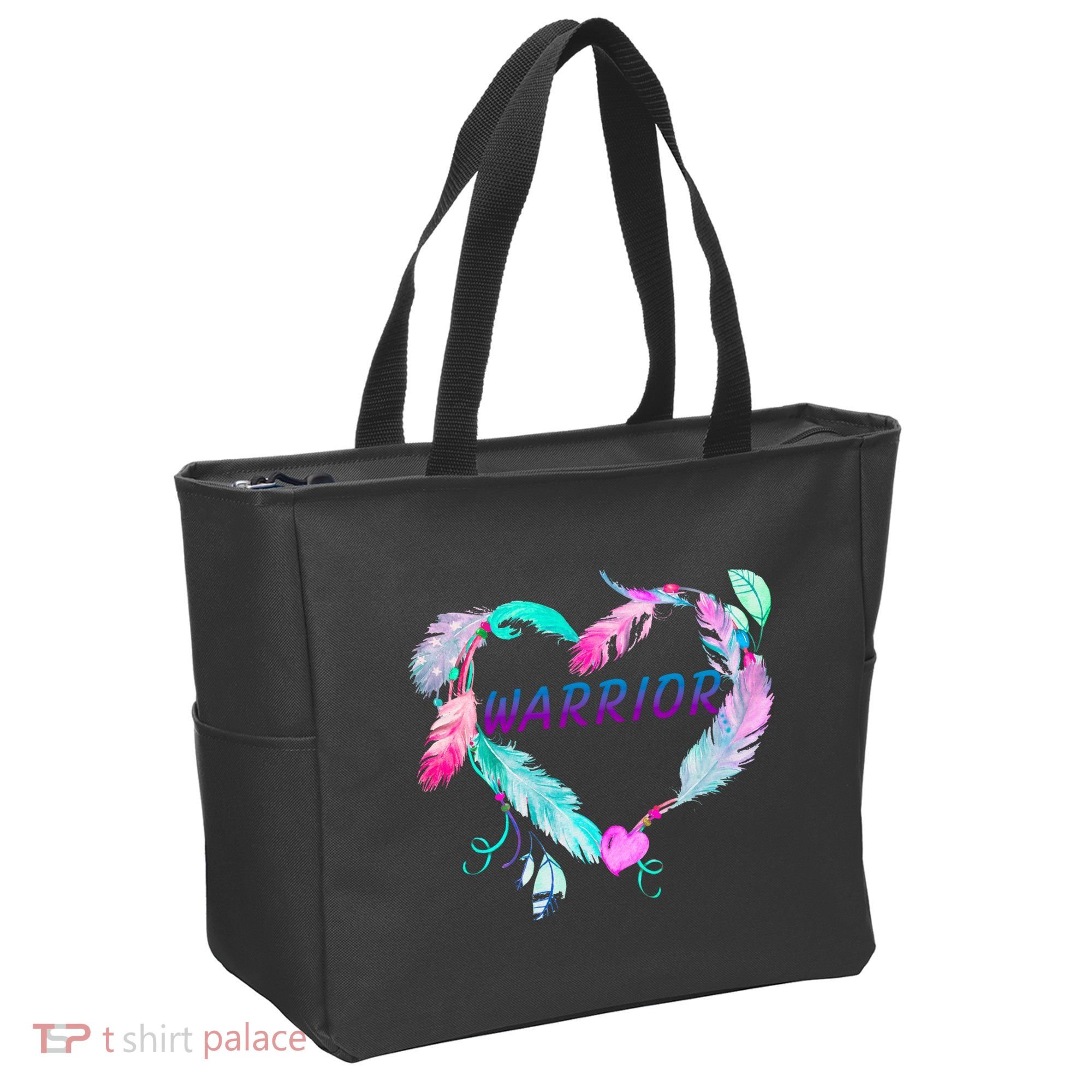Suicide Prevention Warrior Feather Heart Support Tote Bag