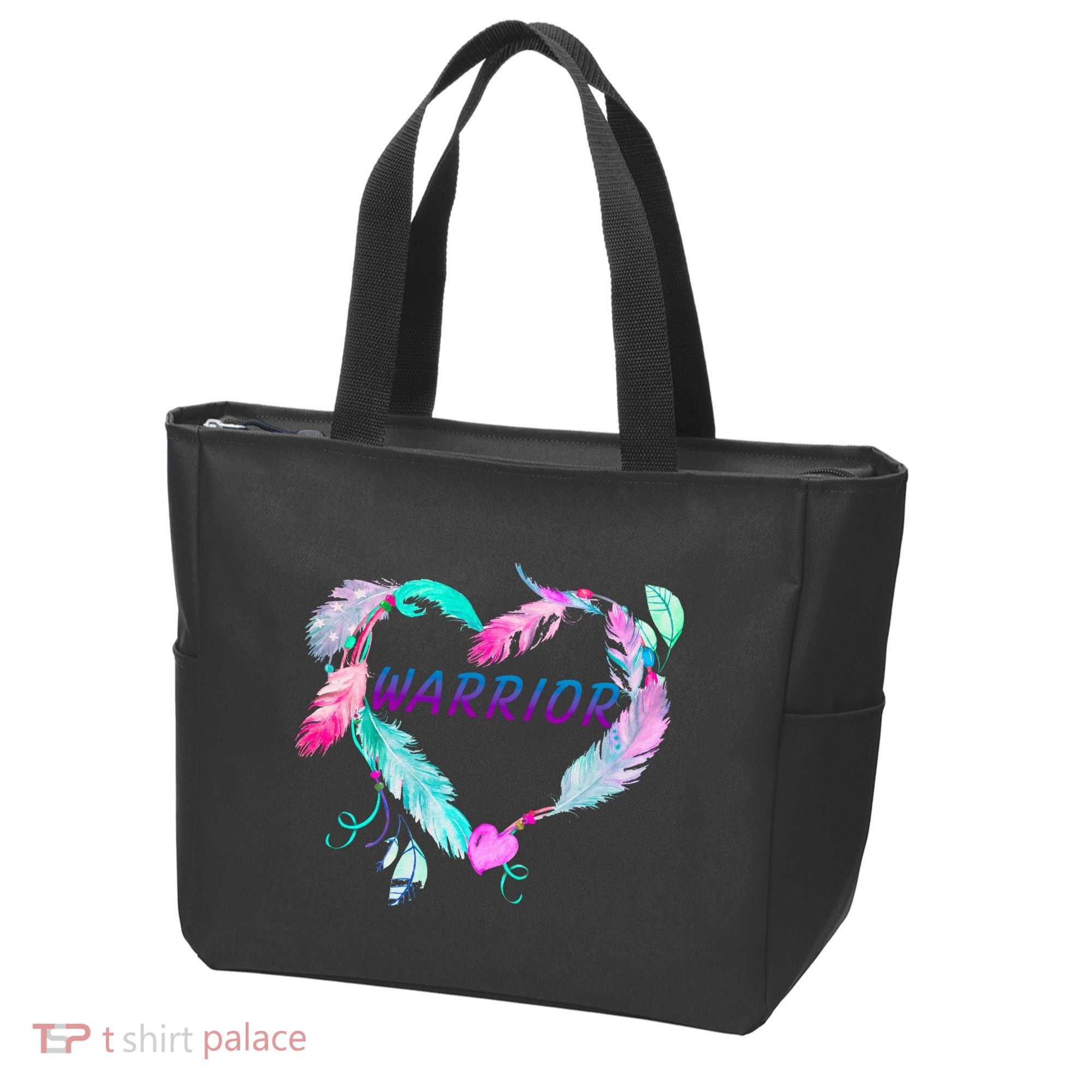 Suicide Prevention Warrior Feather Heart Support Tote Bag