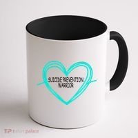 Suicide Prevention Warrior Teal Ribbon Heart Coffee Mug thumb 1