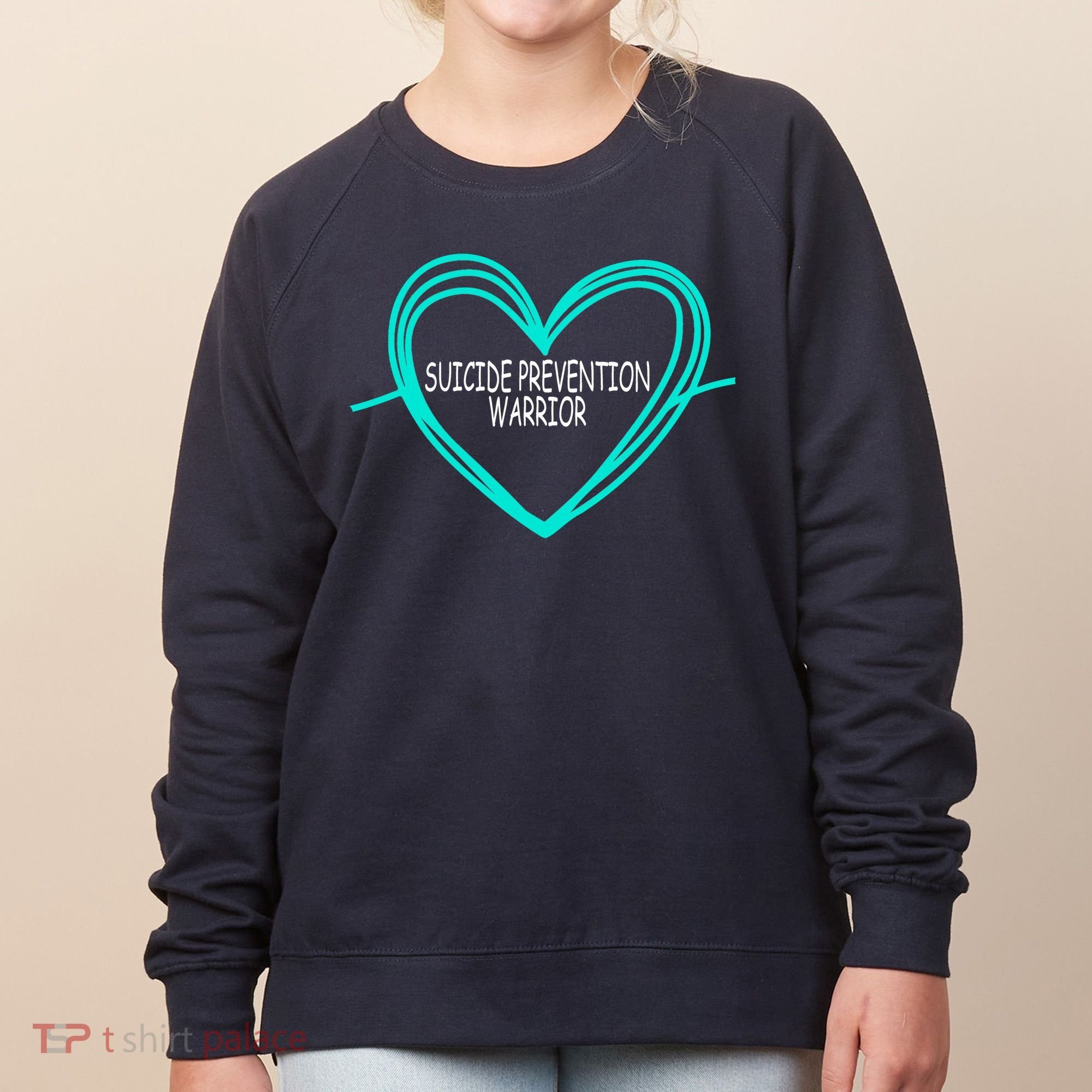 Suicide Prevention Warrior Teal Ribbon Heart Women's Sweatshirt