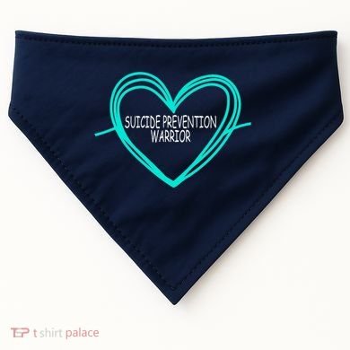 Suicide Prevention Warrior Teal Ribbon Heart USA-Made Doggie Bandana