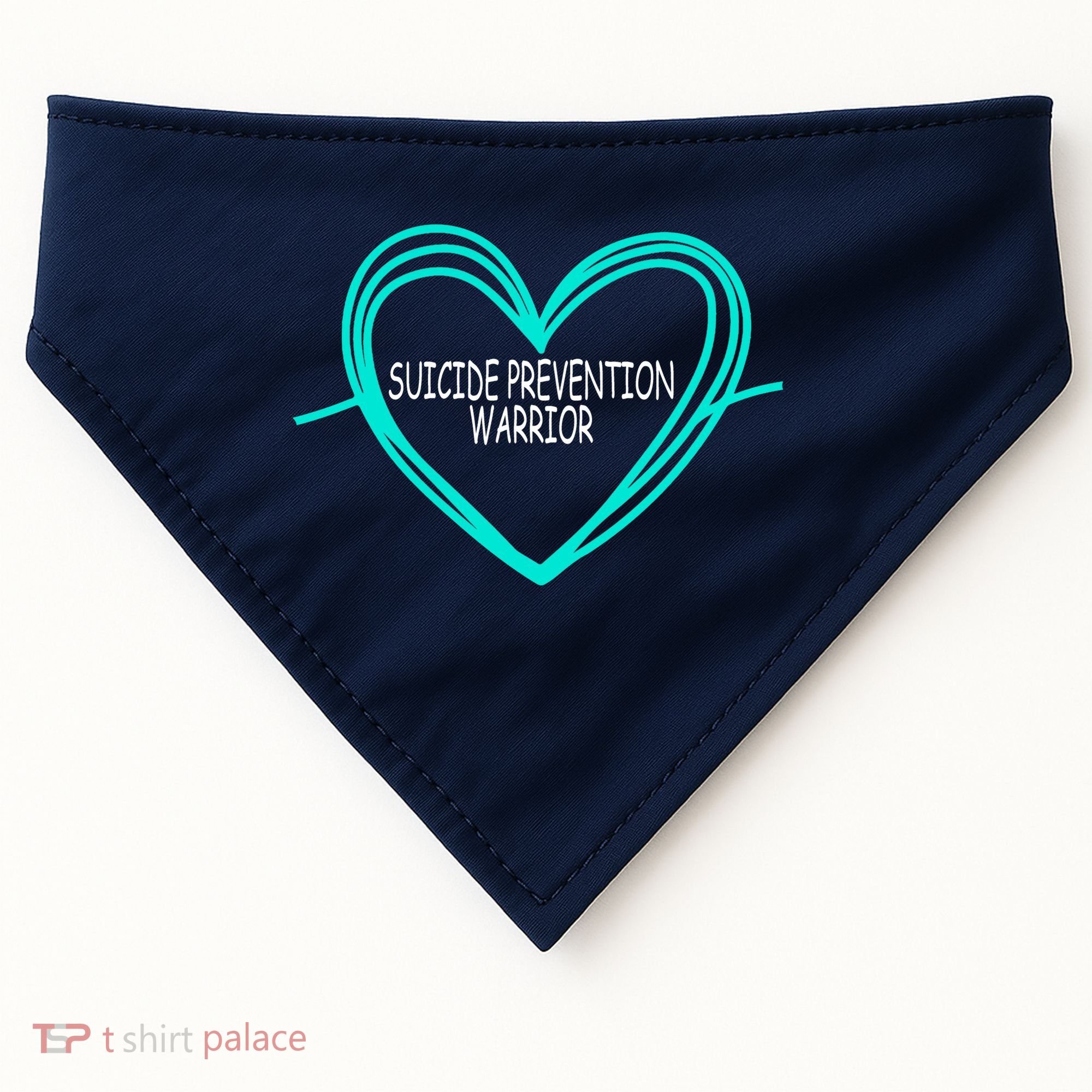 Suicide Prevention Warrior Teal Ribbon Heart USA-Made Doggie Bandana