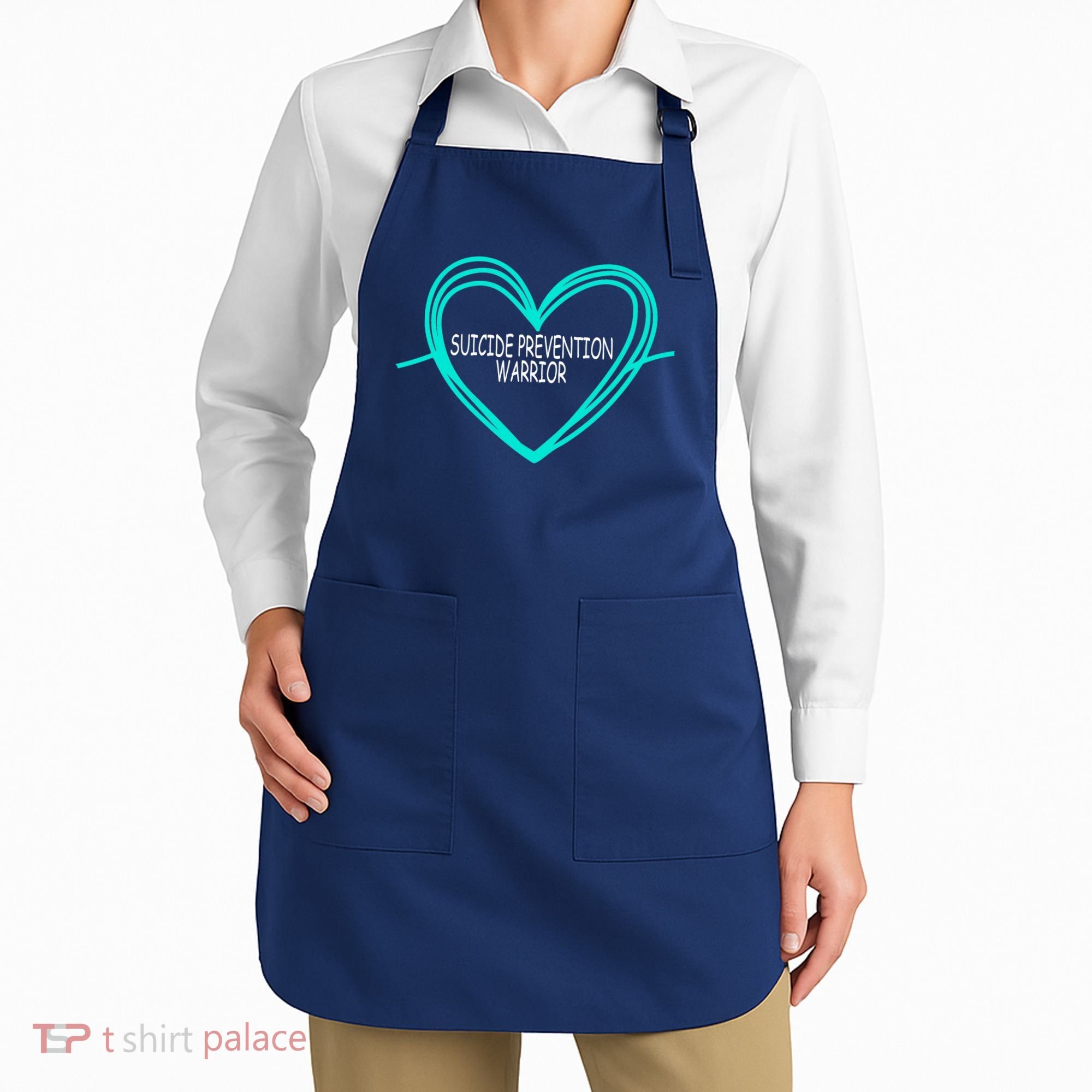Suicide Prevention Warrior Teal Ribbon Heart Apron