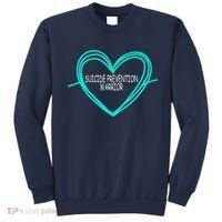 Suicide Prevention Warrior Teal Ribbon Heart Sweatshirt thumb 0
